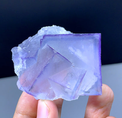 Natural Cubic Purple Phantom Fluorite Crystal From Pakistan - 106 Gram