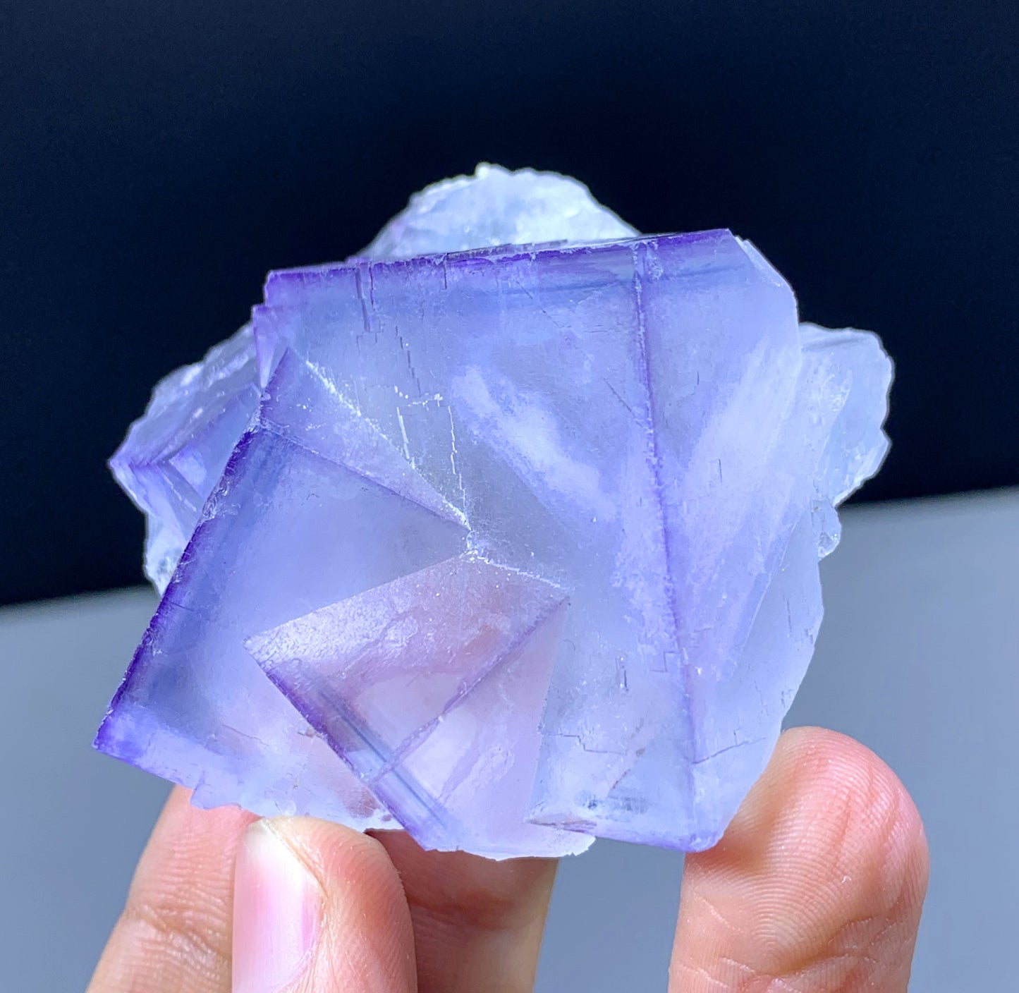 Natural Cubic Purple Phantom Fluorite Crystal From Pakistan - 106 Gram