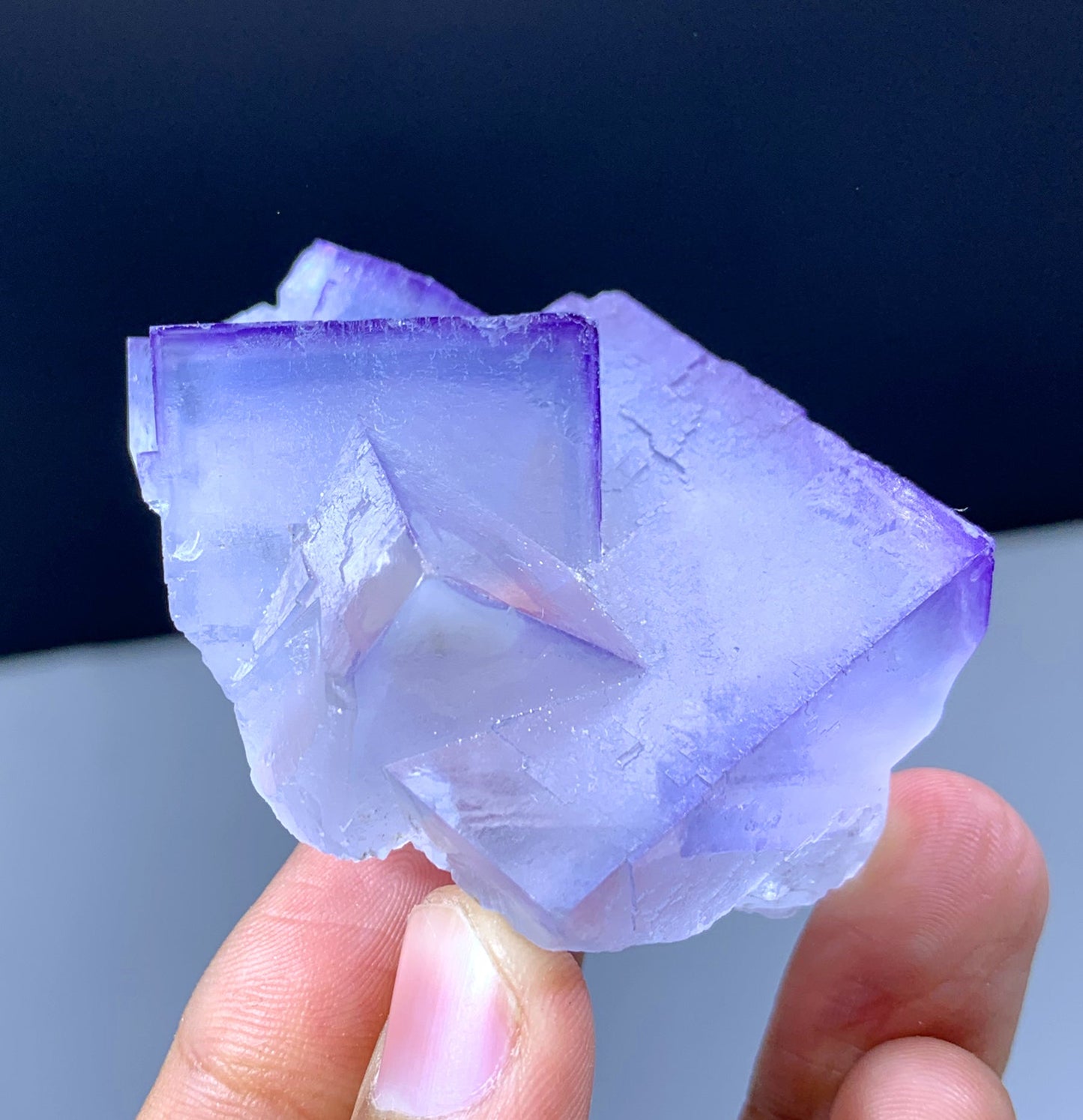 Natural Cubic Purple Phantom Fluorite Crystal From Pakistan - 106 Gram