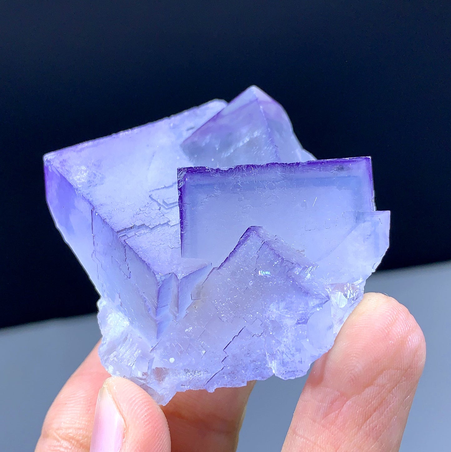 Natural Cubic Purple Phantom Fluorite Crystal From Pakistan - 106 Gram