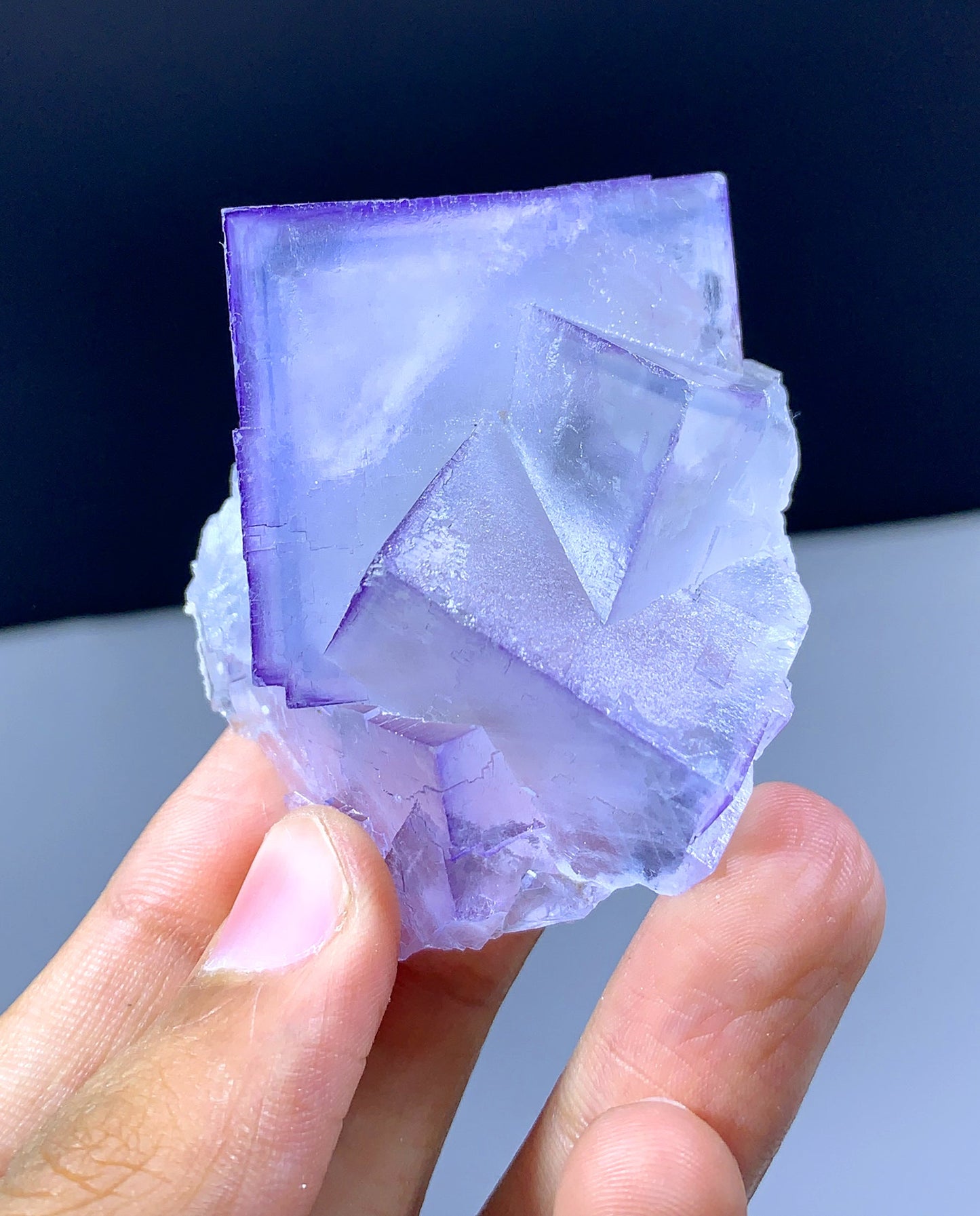 Natural Cubic Purple Phantom Fluorite Crystal From Pakistan - 106 Gram