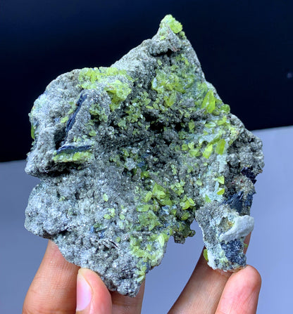 Green Titanite Sphene Crystals On Matrix From Skardu Pakistan - 185 Gram