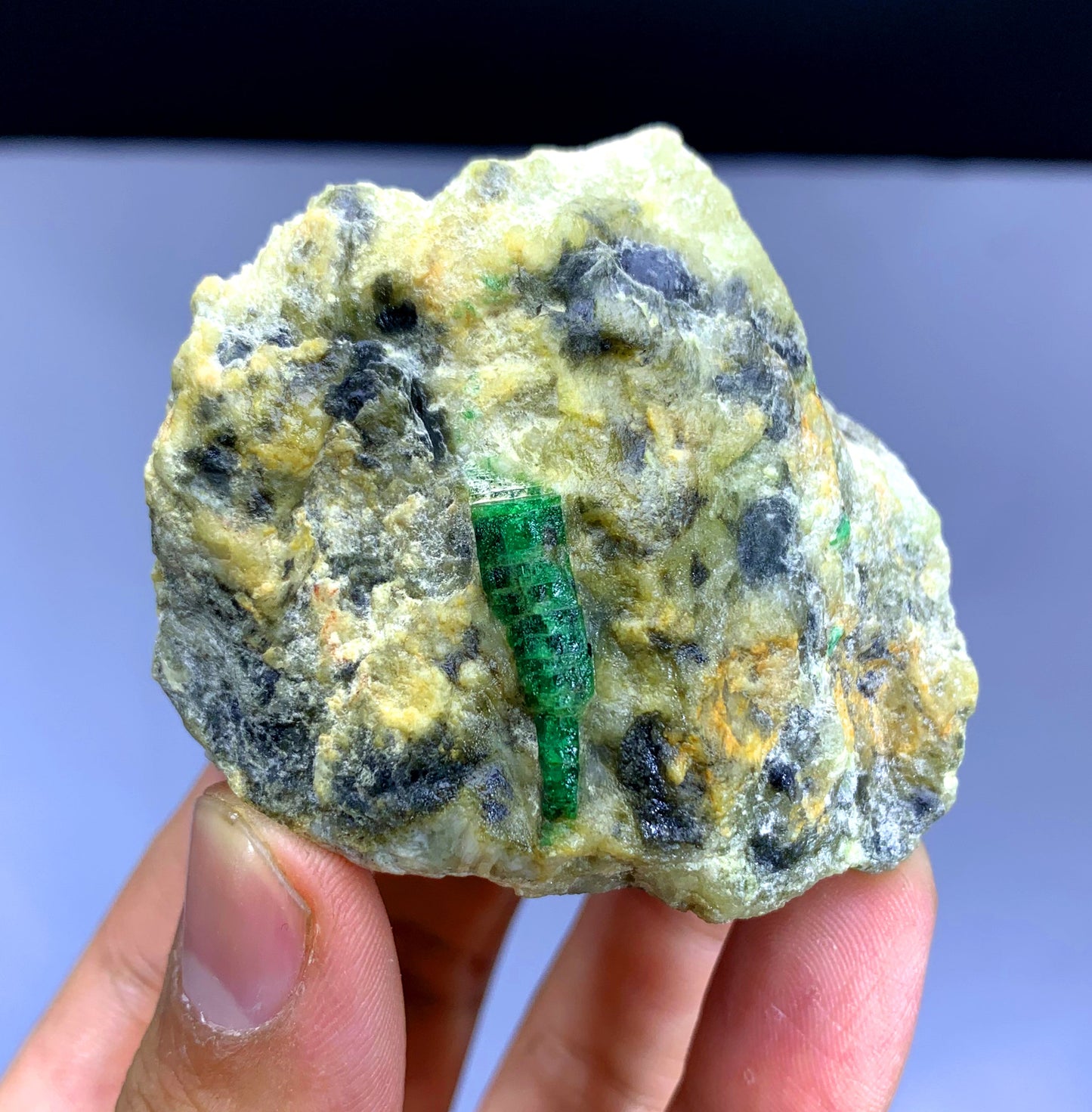 Natural Green Emerald Crystal on Matrix from Afghanistan - 153 gram