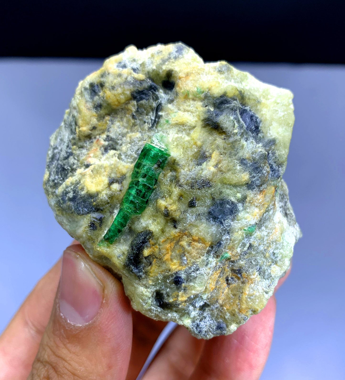 Natural Green Emerald Crystal on Matrix from Afghanistan - 153 gram