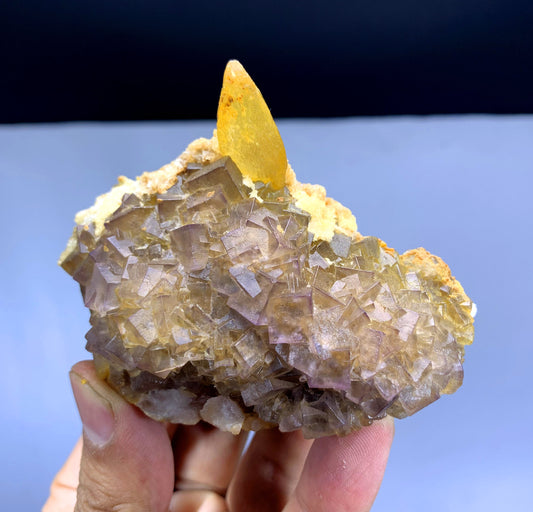 Purple Cubic Phantom Fluorite with Calcite from Baluchistan Pakistan - 186 gram