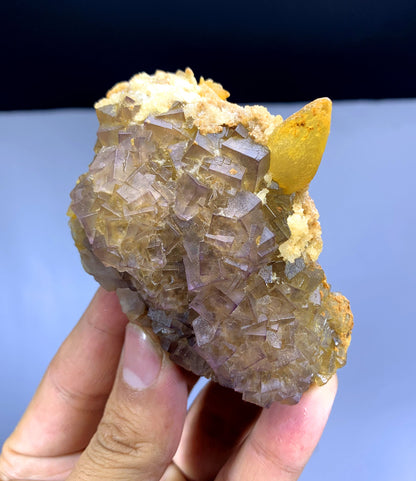 Purple Cubic Phantom Fluorite with Calcite from Baluchistan Pakistan - 186 gram