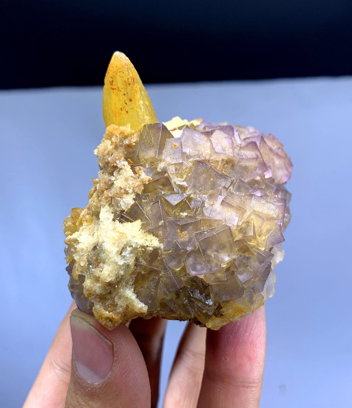 Purple Cubic Phantom Fluorite with Calcite from Baluchistan Pakistan - 186 gram