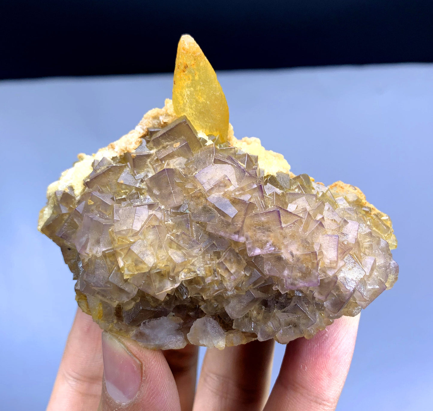 Purple Cubic Phantom Fluorite with Calcite from Baluchistan Pakistan - 186 gram