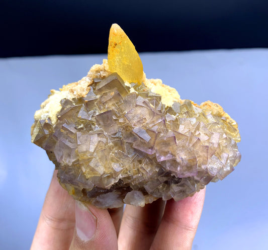 Purple Cubic Phantom Fluorite with Calcite from Baluchistan Pakistan - 186 gram