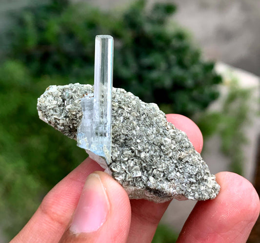 Transparent blue Aquamarine Crystal On Matrix From Pakistan 35.25 Carats