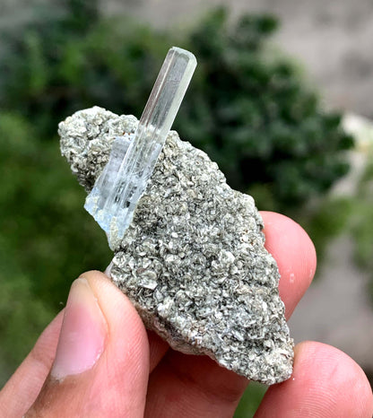 Transparent blue Aquamarine Crystal On Matrix From Pakistan 35.25 Carats