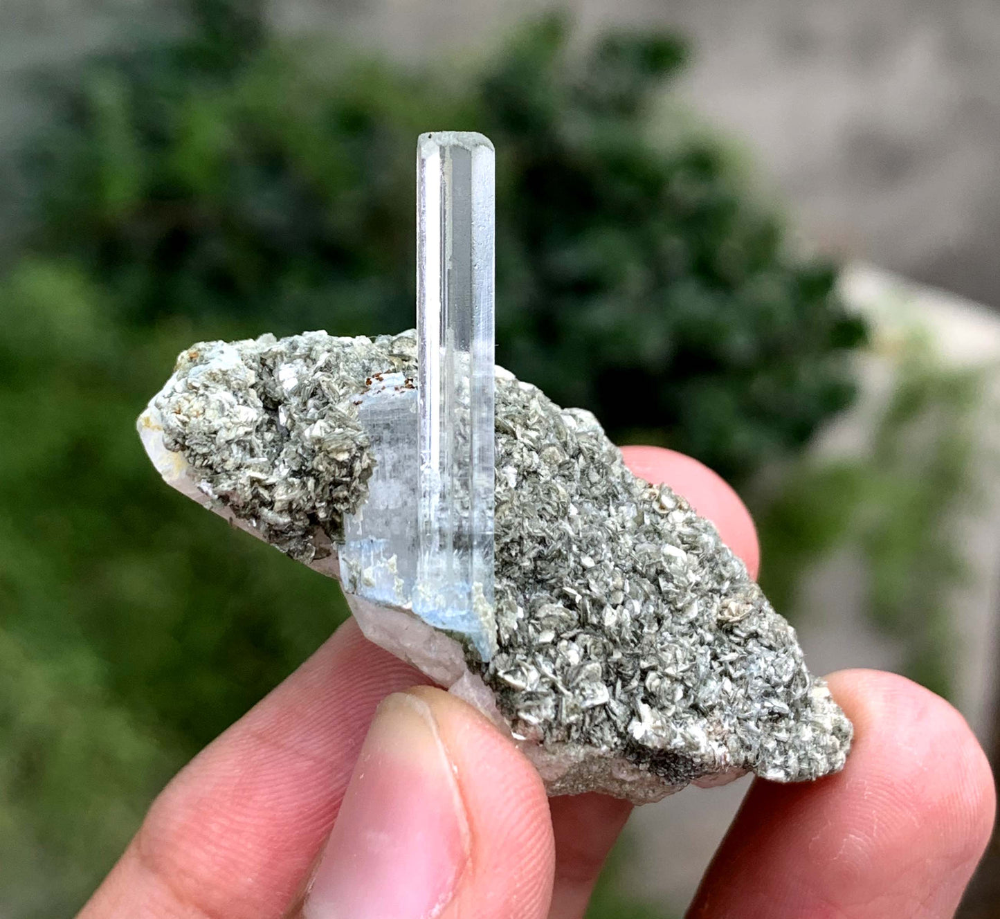 Transparent blue Aquamarine Crystal On Matrix From Pakistan 35.25 Carats