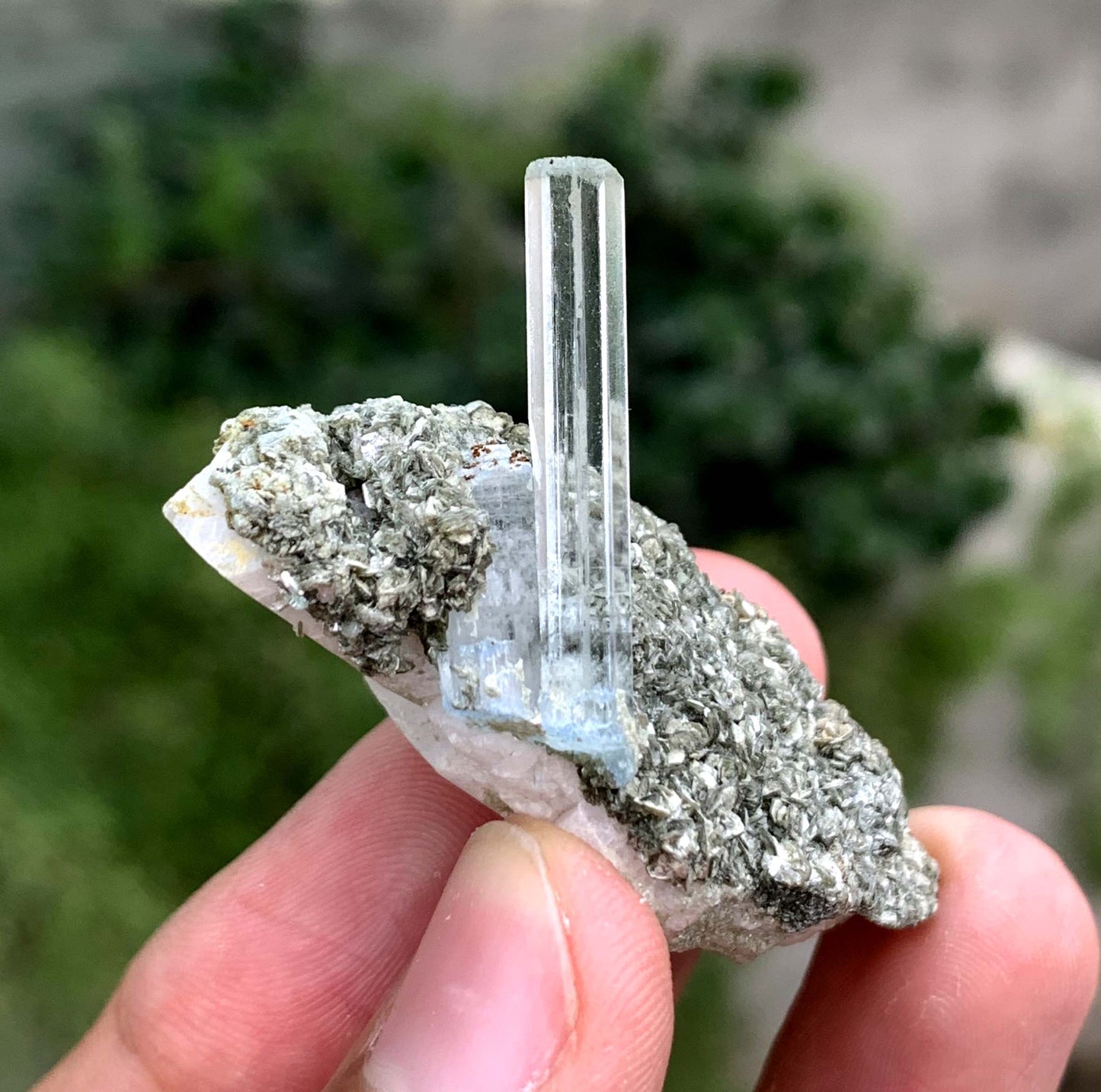 Transparent blue Aquamarine Crystal On Matrix From Pakistan 35.25 Carats
