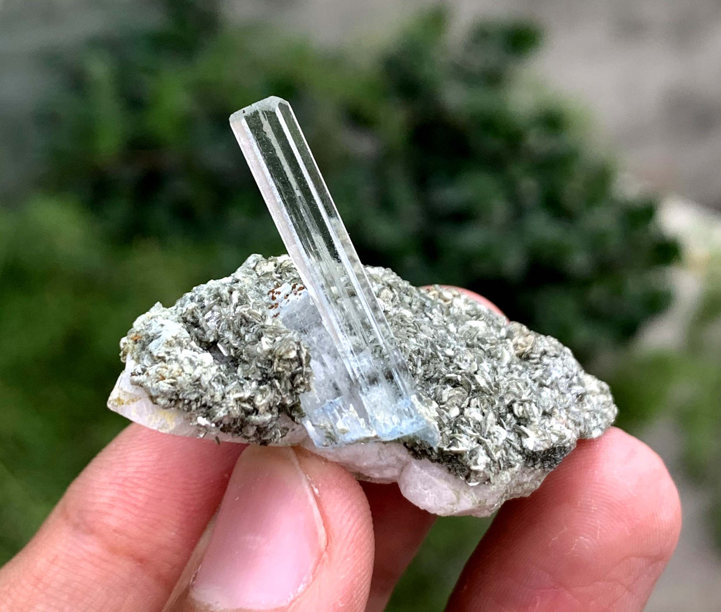 Transparent blue Aquamarine Crystal On Matrix From Pakistan 35.25 Carats