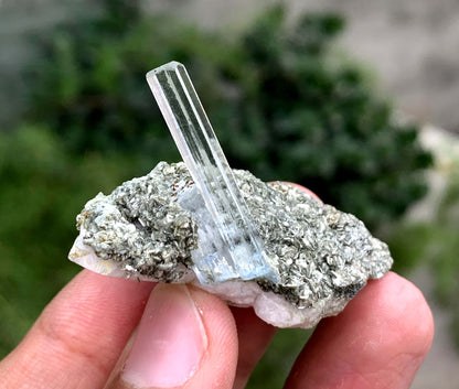 Transparent blue Aquamarine Crystal On Matrix From Pakistan 35.25 Carats