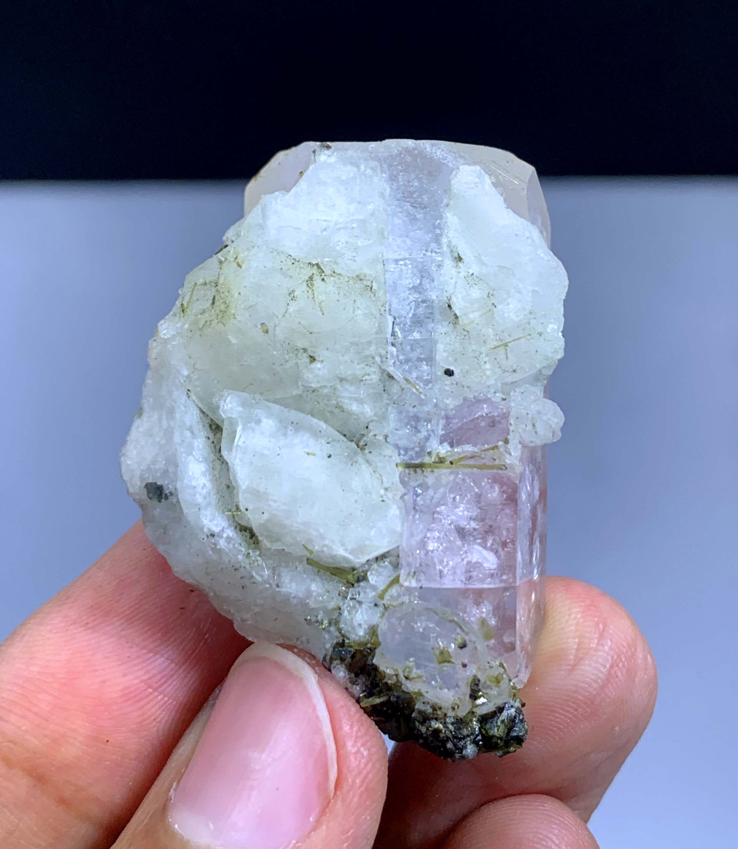 Pink Aquaamorganite With Green Tourmalines And Albite From Afghanistan 33 Gram