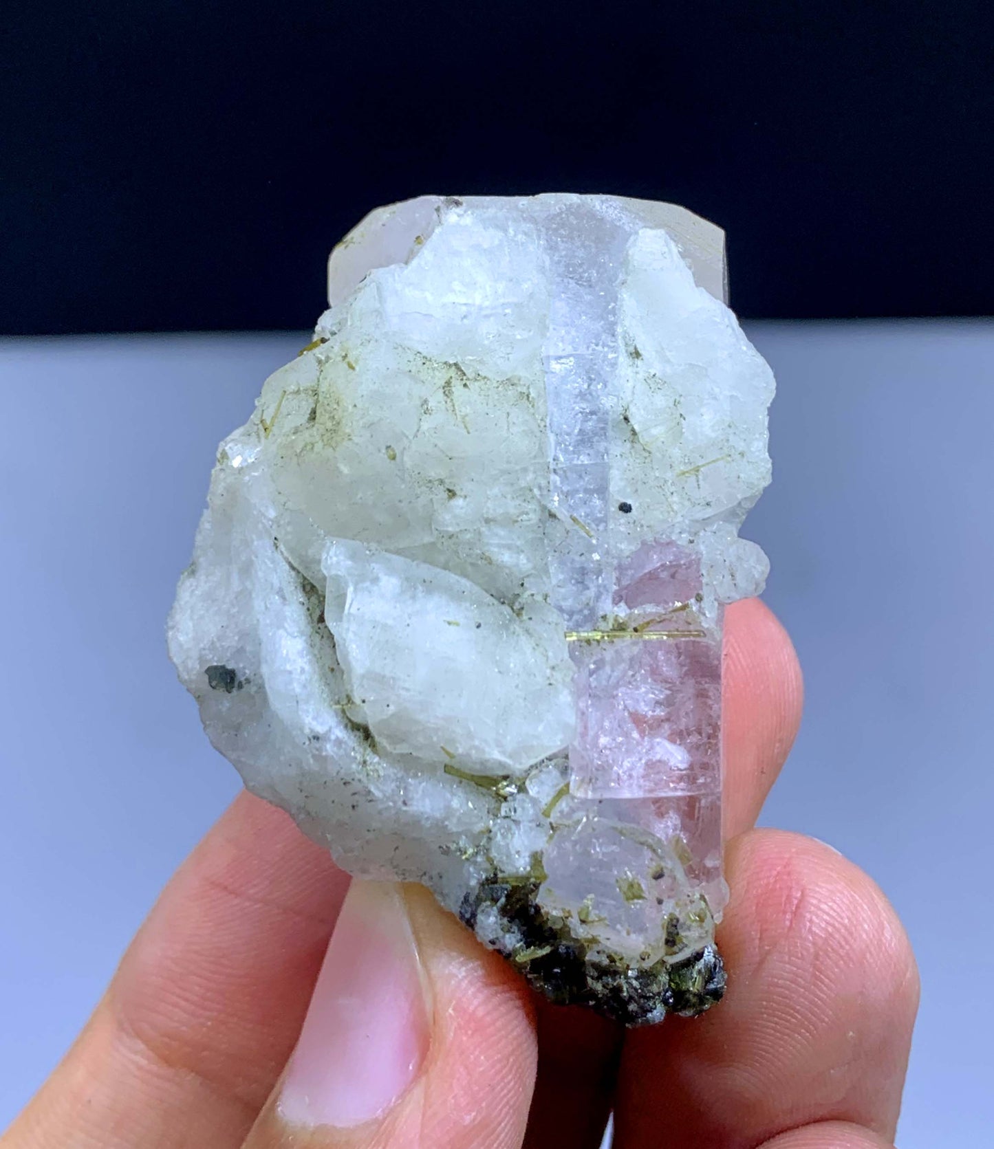 Pink Aquaamorganite With Green Tourmalines And Albite From Afghanistan 33 Gram