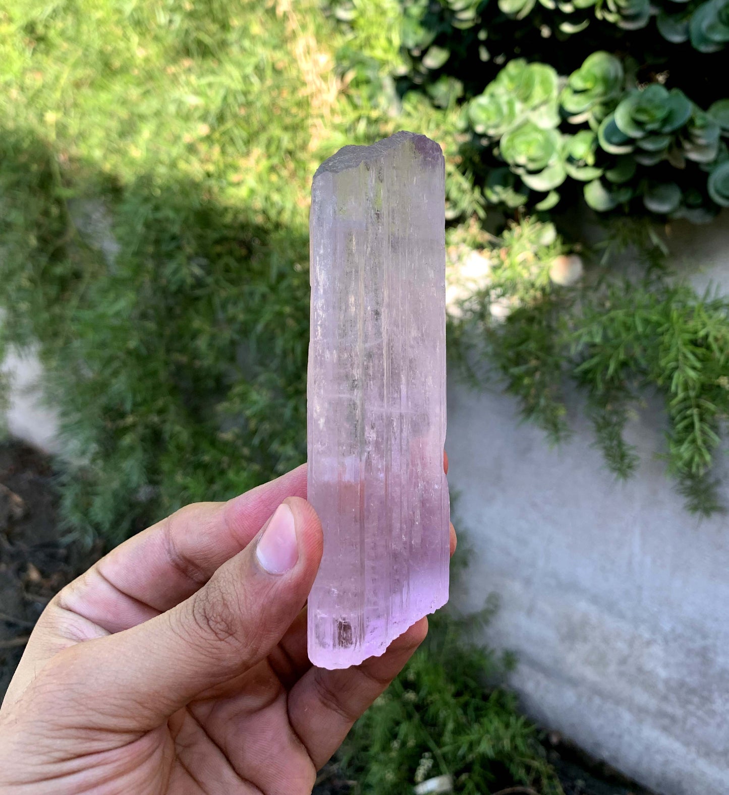Tansparent Pink Fluorescent Kunzite Crystal From Afghnaistan - 171 Gram