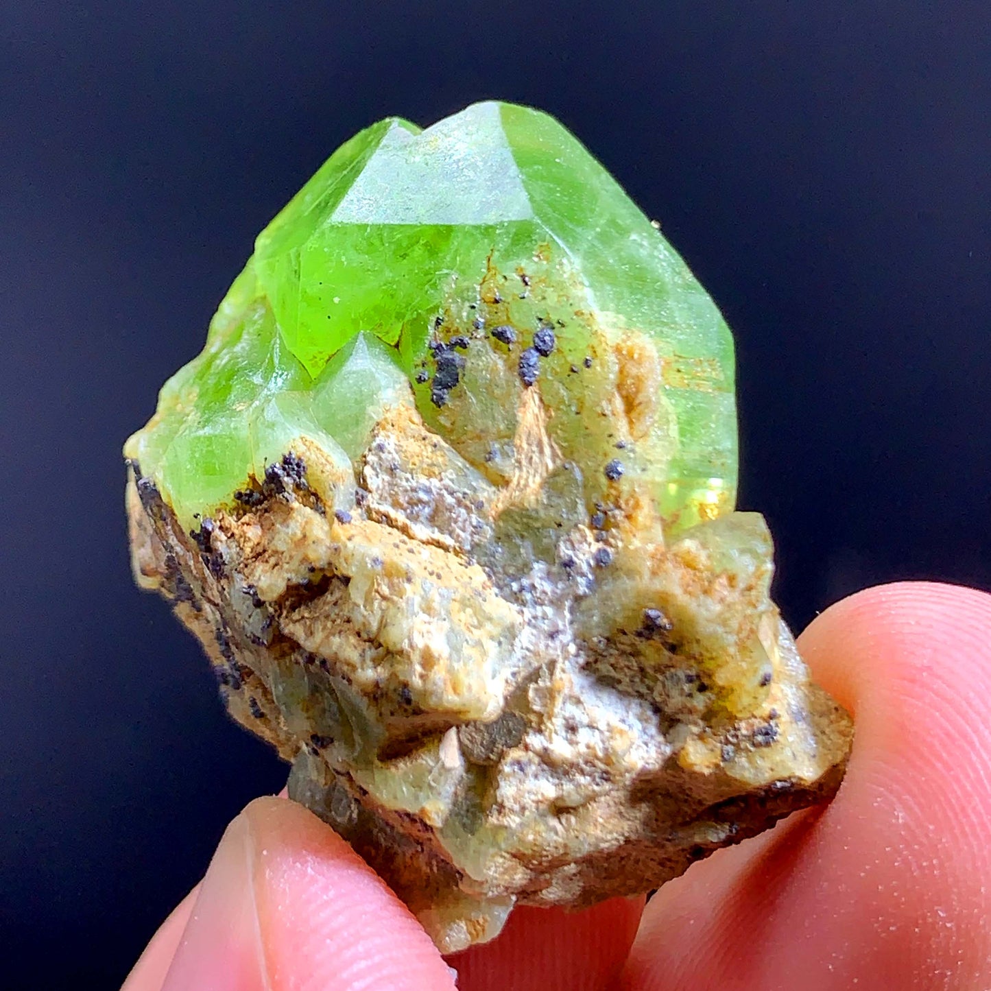 Terminated green Peridot Crystal From Pakistan