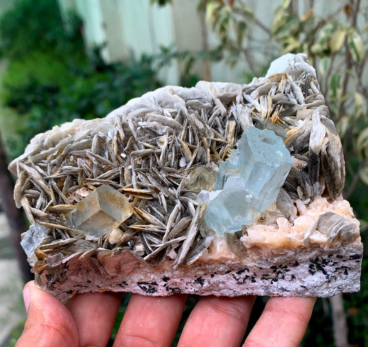 Natural Blue Aquamarine Crystals With Mica From Skardu Pakistan
