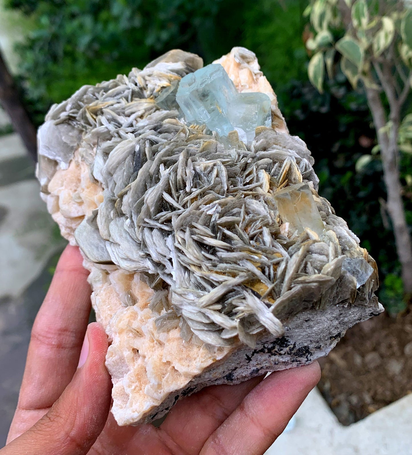 Natural Blue Aquamarine Crystals With Mica From Skardu Pakistan