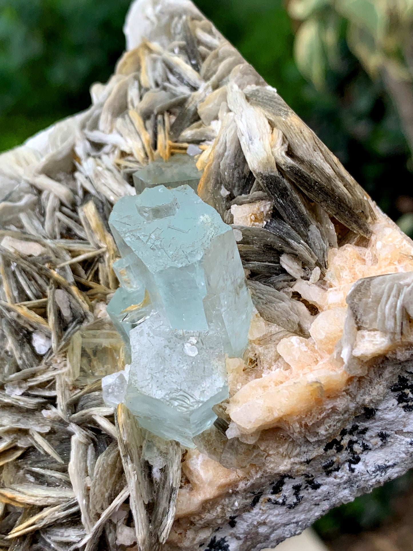 Natural Blue Aquamarine Crystals With Mica From Skardu Pakistan