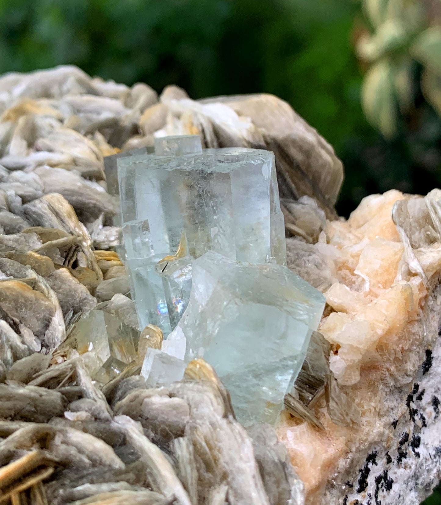 Natural Blue Aquamarine Crystals With Mica From Skardu Pakistan