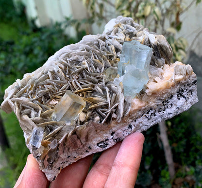 Natural Blue Aquamarine Crystals With Mica From Skardu Pakistan