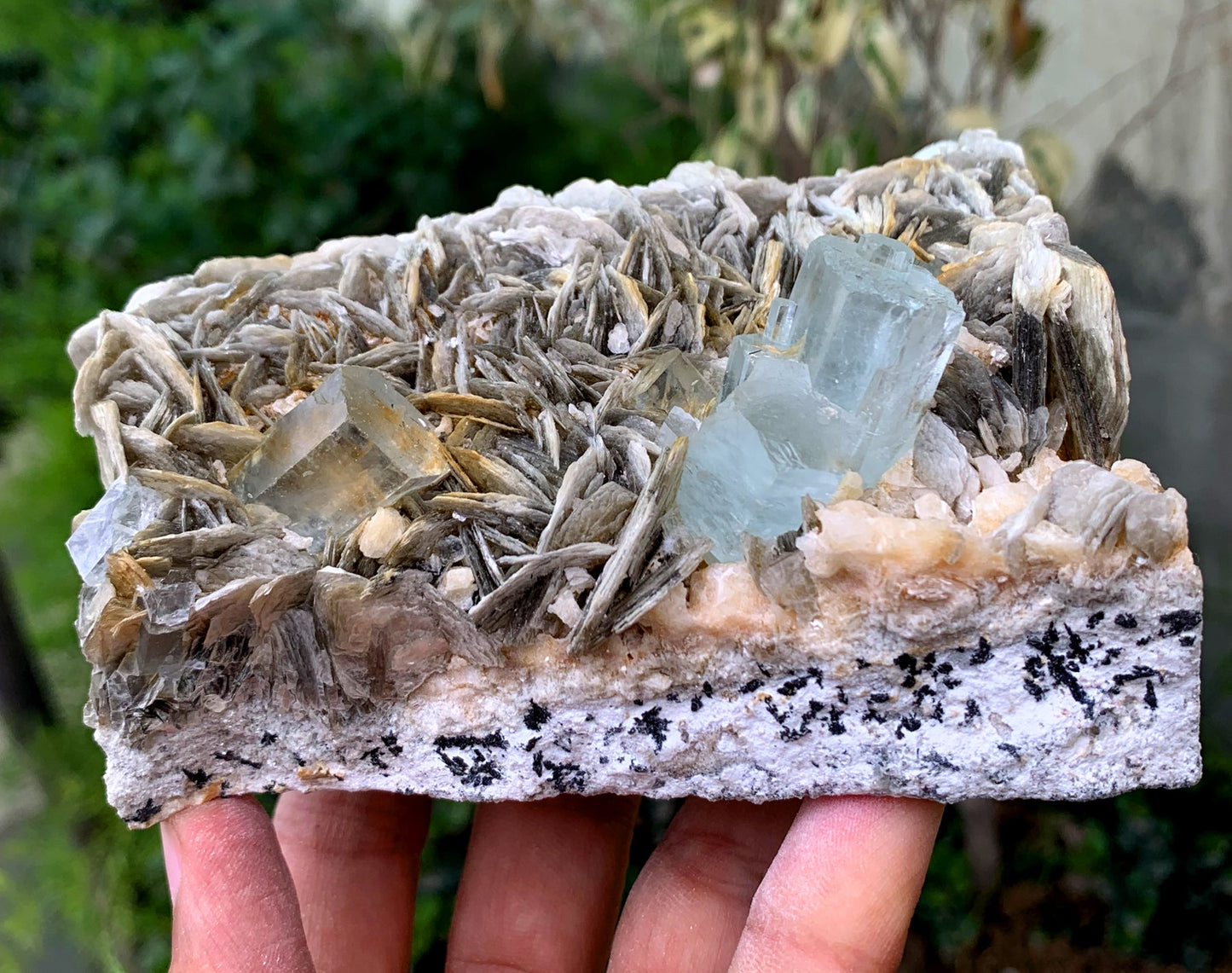 Natural Blue Aquamarine Crystals With Mica From Skardu Pakistan