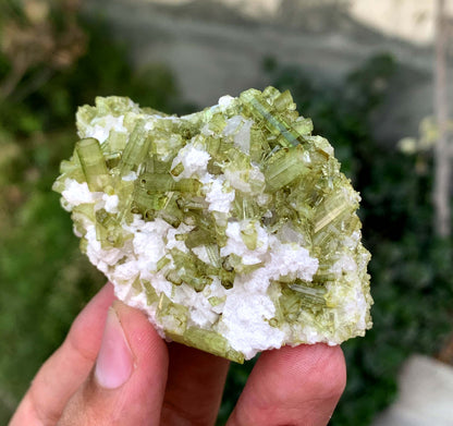 Green Tourmaline Crystals Cluster OnMatrix From Afghanistan 200 Gram