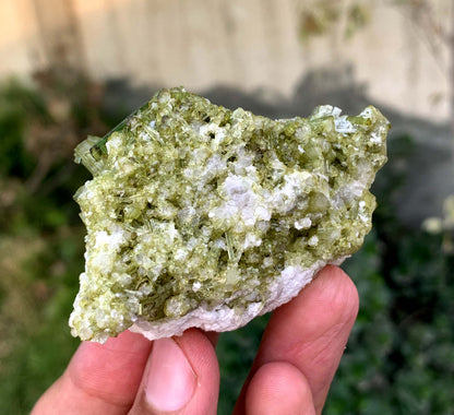 Green Tourmaline Crystals Cluster OnMatrix From Afghanistan 200 Gram