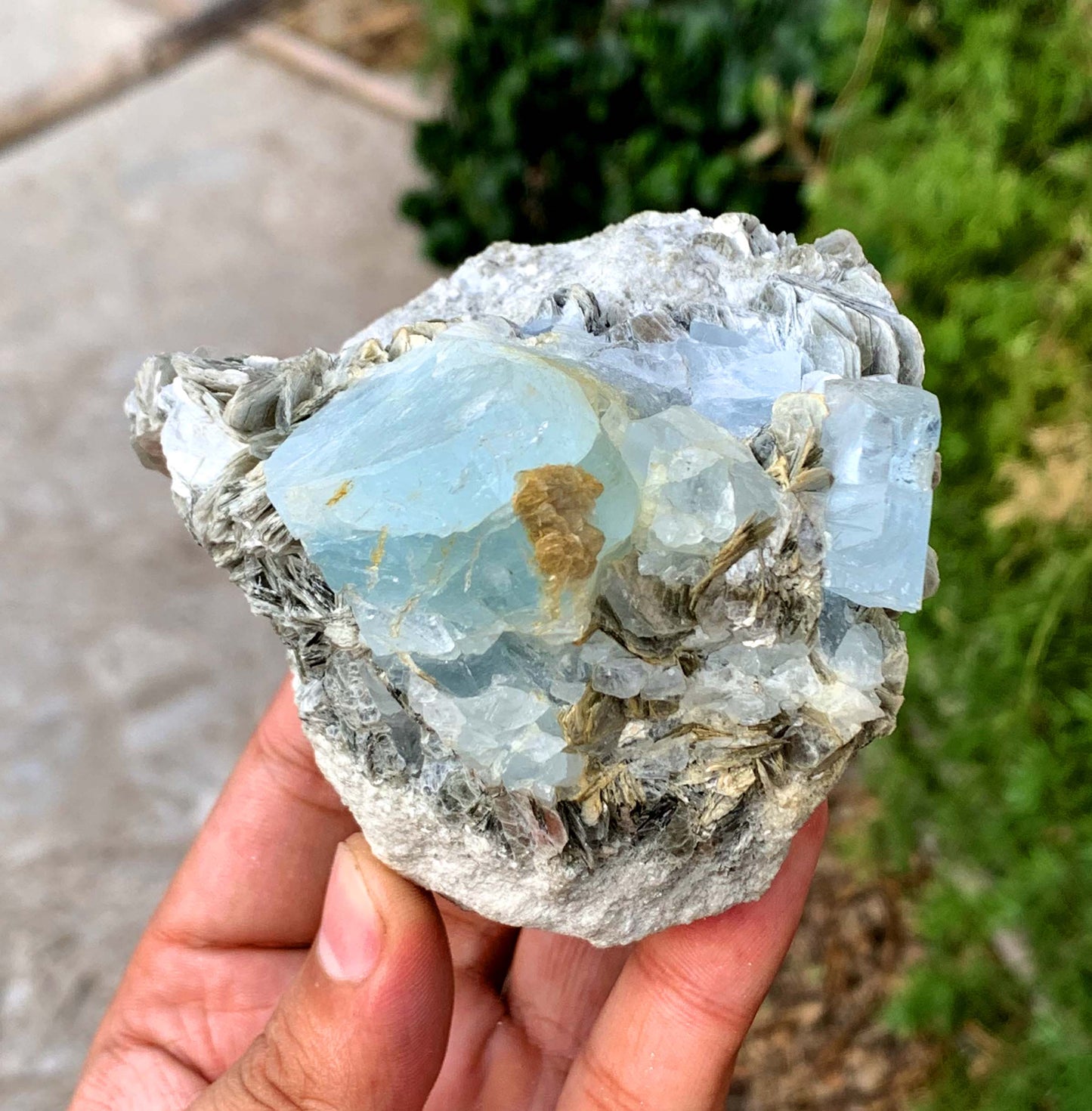 Sky Blue Aquamarine Cluster on Muscovite Matrix from Pakistan - 455 gram