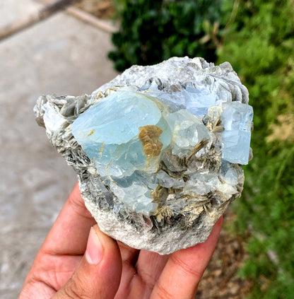 Sky Blue Aquamarine Cluster on Muscovite Matrix from Pakistan - 455 gram