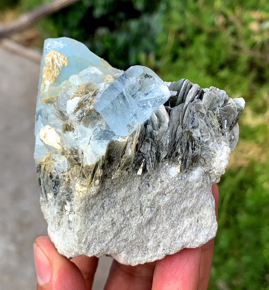 Sky Blue Aquamarine Cluster on Muscovite Matrix from Pakistan - 455 gram
