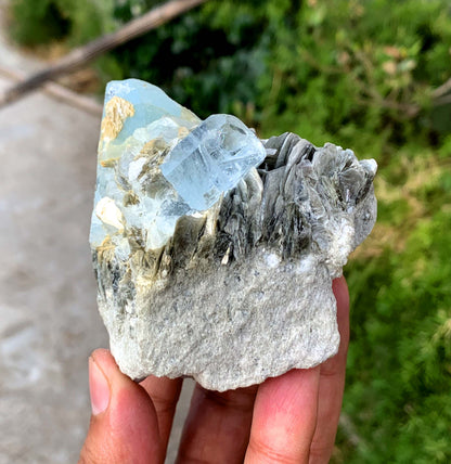 Sky Blue Aquamarine Cluster on Muscovite Matrix from Pakistan - 455 gram