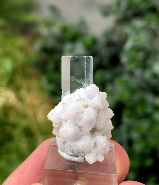 Transparent Sky Blue Aquamarine Crystal On Albite From Skardu Pakistan 35.70 Carats