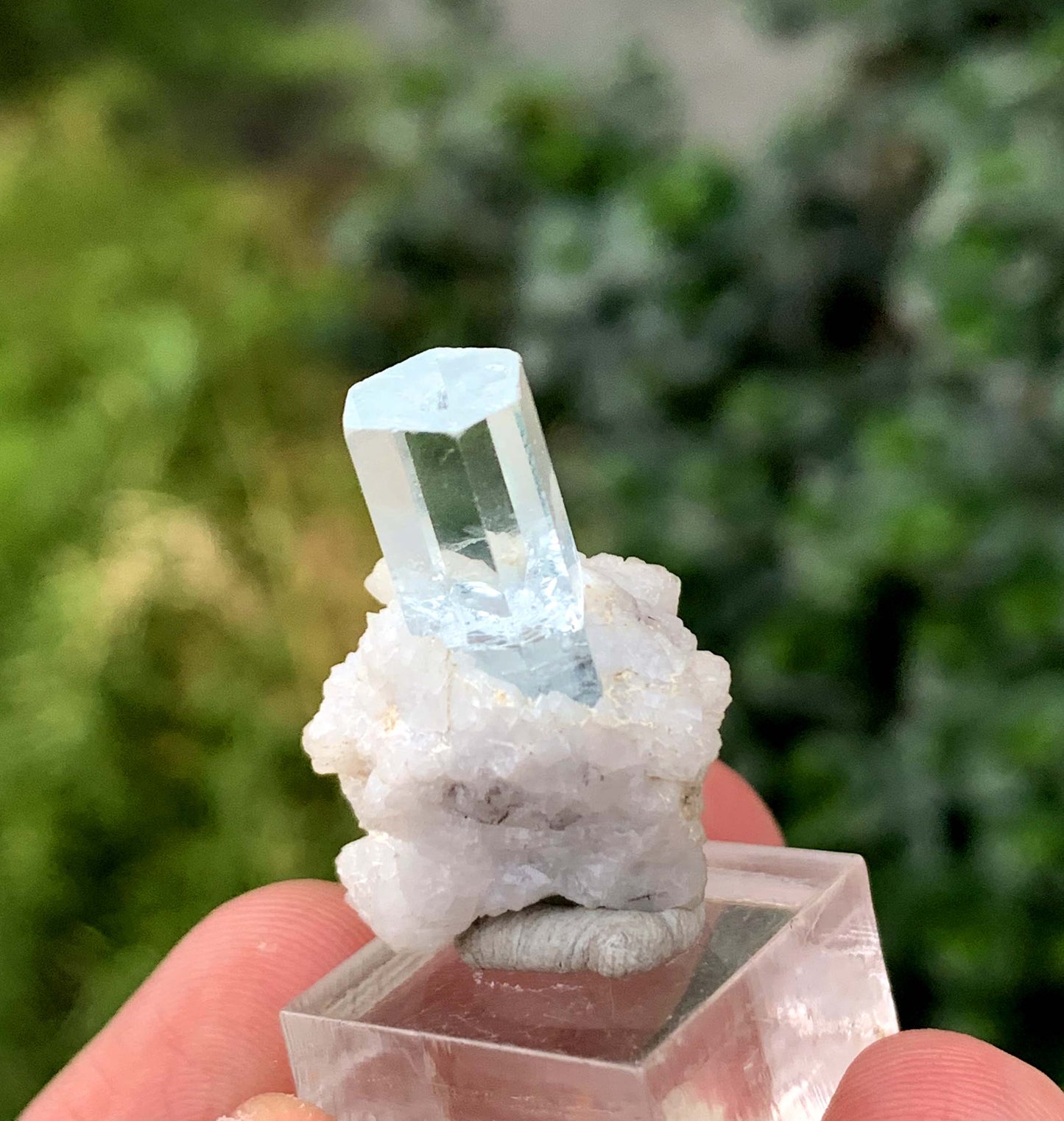 Transparent Sky Blue Aquamarine Crystal On Albite From Skardu Pakistan 35.70 Carats