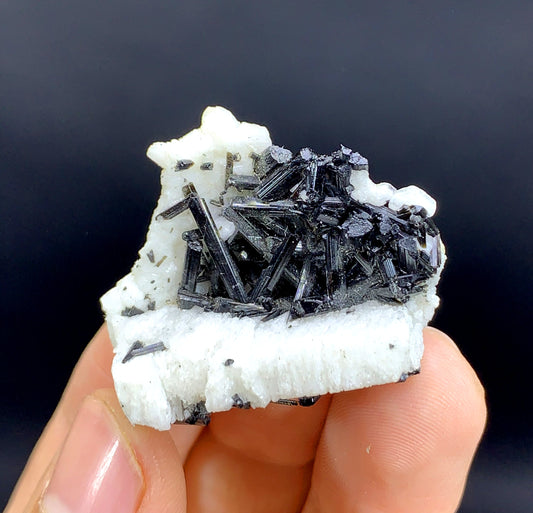 Amazing Schorl Black Tourmaline Cluster on Feldspar - 12 gram