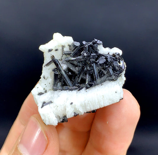 Amazing Schorl Black Tourmaline Cluster on Feldspar - 12 gram