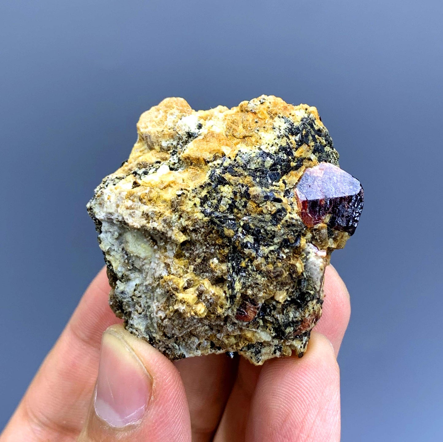 Natural Red Color Zircon on Matrix from Skardu Pakistan - 55 gram