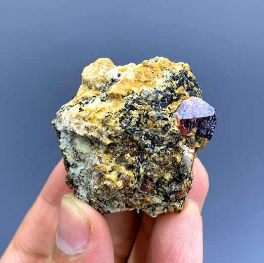 Natural Red Color Zircon on Matrix from Skardu Pakistan - 55 gram