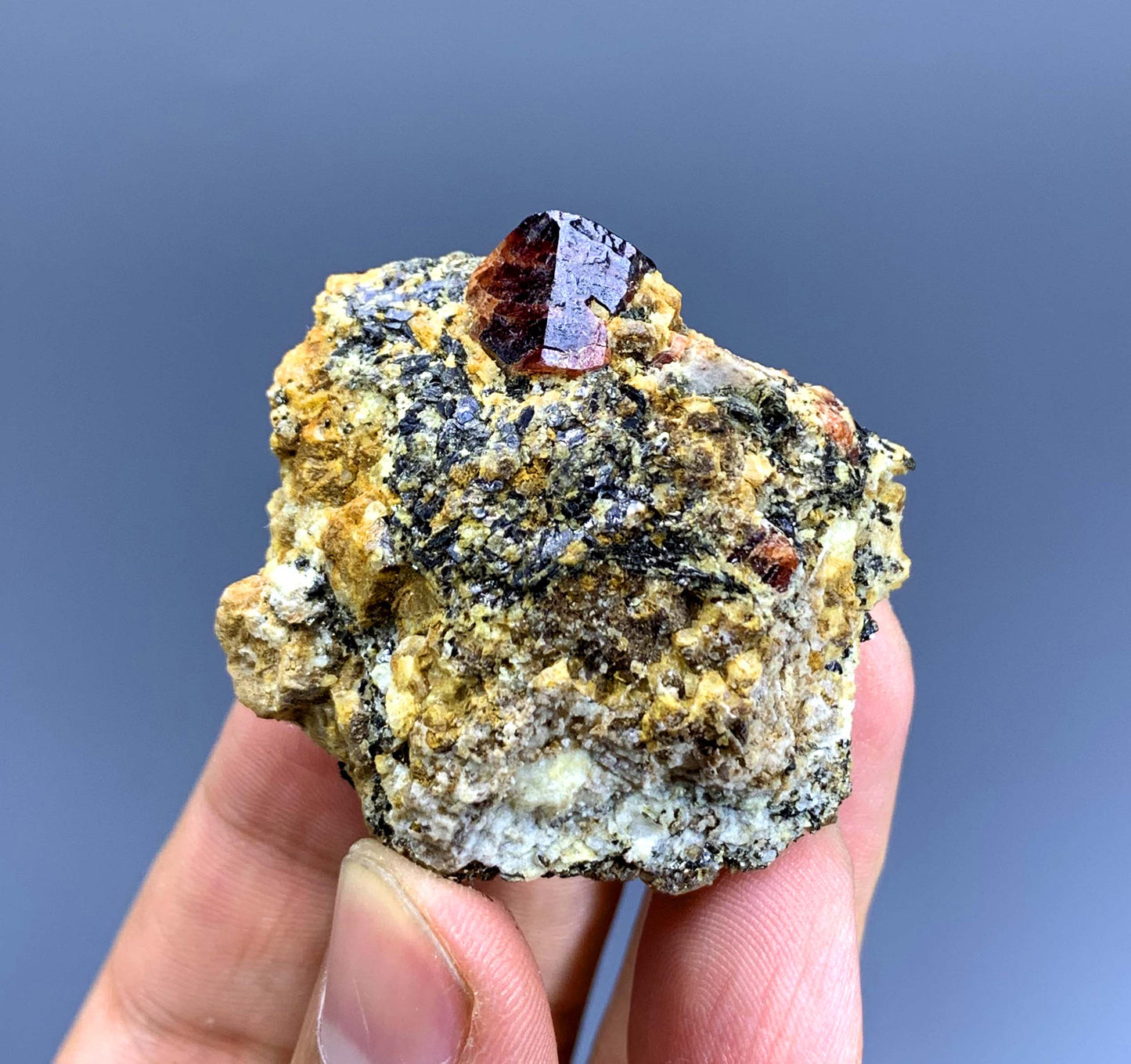 Natural Red Color Zircon on Matrix from Skardu Pakistan - 55 gram