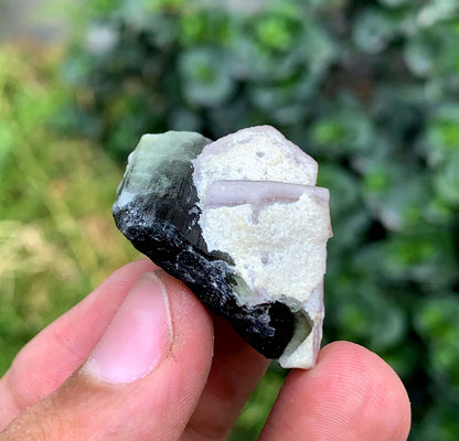 Fluorescent Pink Apatite Crystal With Tourmaline From Pakistan
