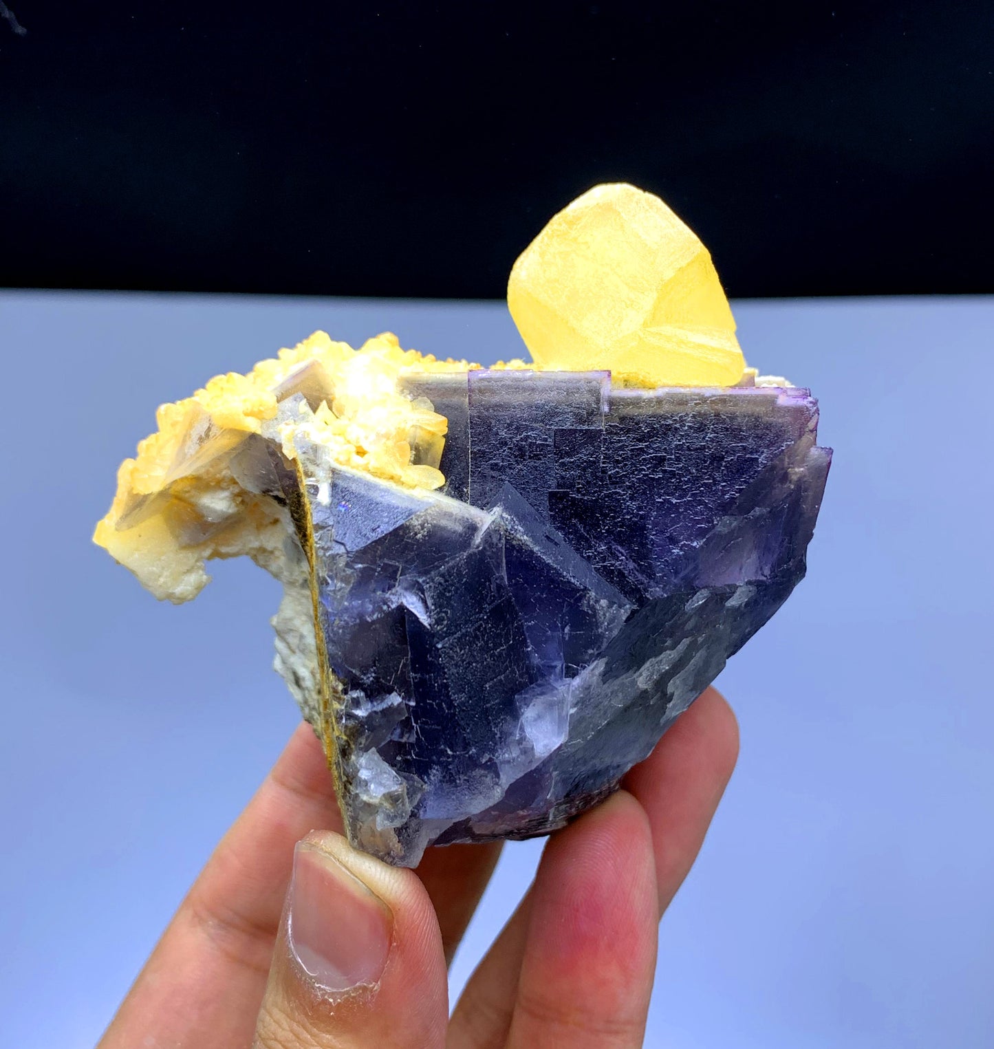 Purple Phantom Fluorite with Yellow Calcite from Pakistan - 385 gram
