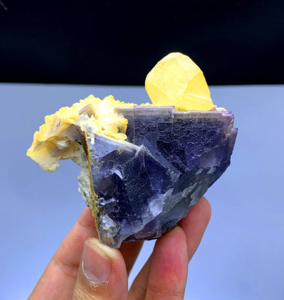 Purple Phantom Fluorite with Yellow Calcite from Pakistan - 385 gram