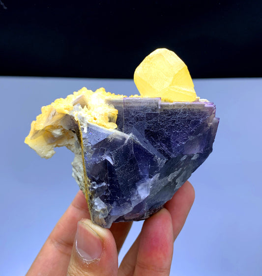 Purple Phantom Fluorite with Yellow Calcite from Pakistan - 385 gram
