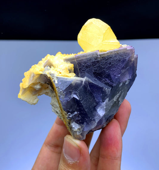 Purple Phantom Fluorite with Yellow Calcite from Pakistan - 385 gram