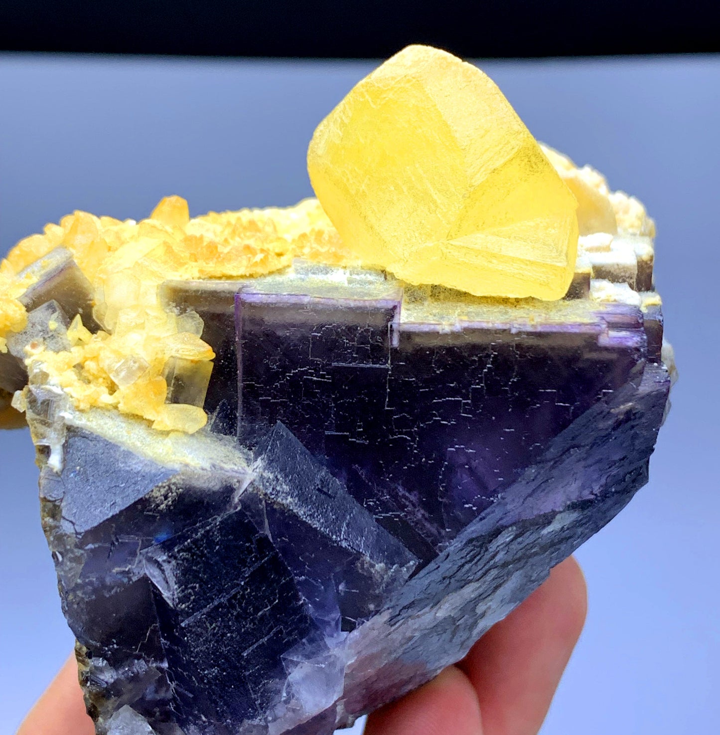 Purple Phantom Fluorite with Yellow Calcite from Pakistan - 385 gram