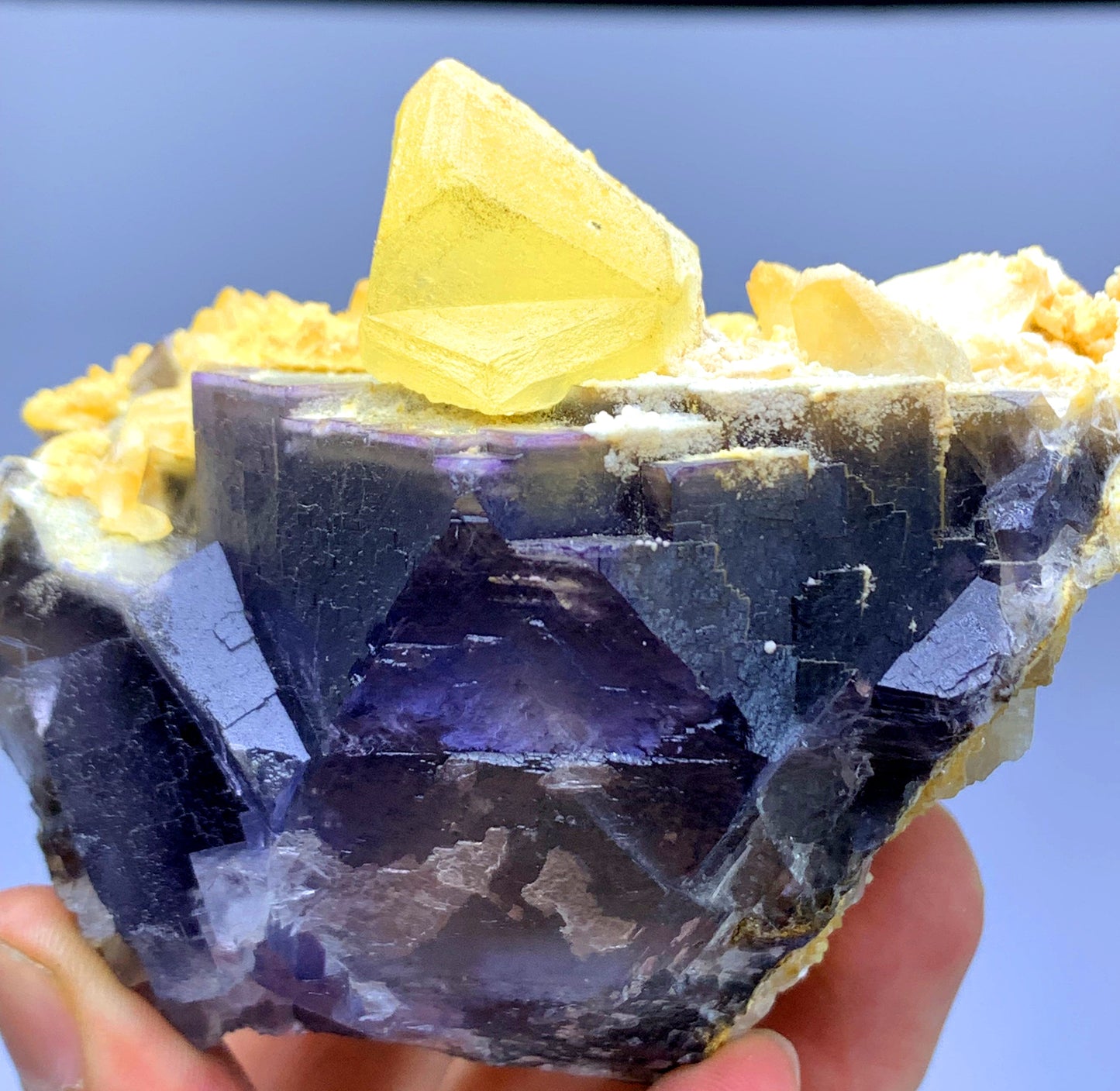 Purple Phantom Fluorite with Yellow Calcite from Pakistan - 385 gram