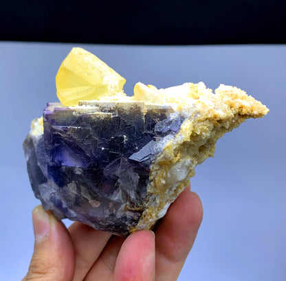 Purple Phantom Fluorite with Yellow Calcite from Pakistan - 385 gram